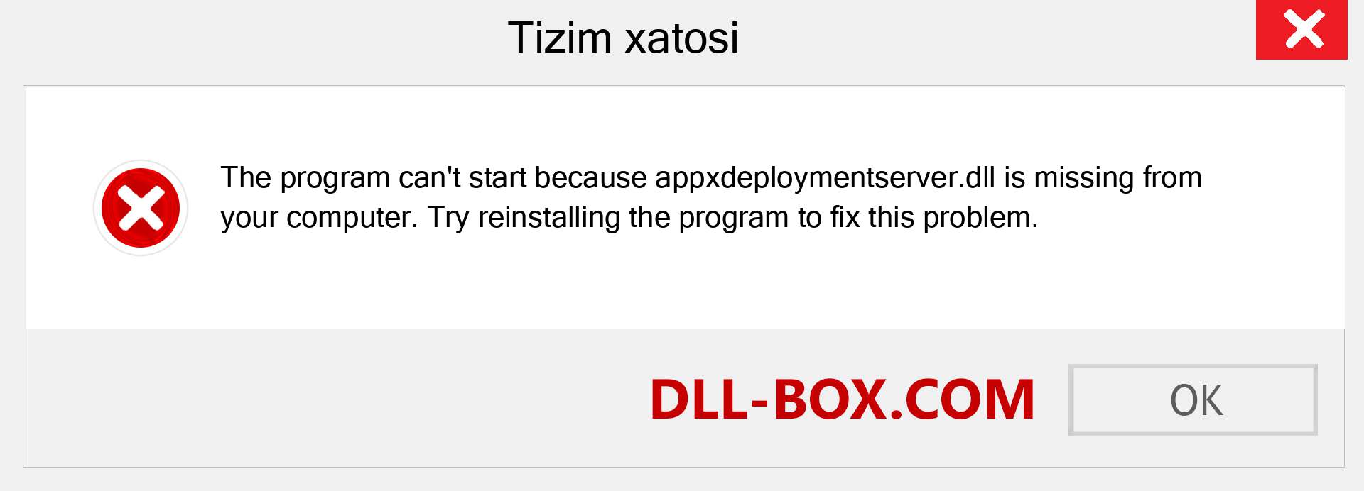 appxdeploymentserver.dll fayli yo'qolganmi?. Windows 7, 8, 10 uchun yuklab olish - Windowsda appxdeploymentserver dll etishmayotgan xatoni tuzating, rasmlar, rasmlar